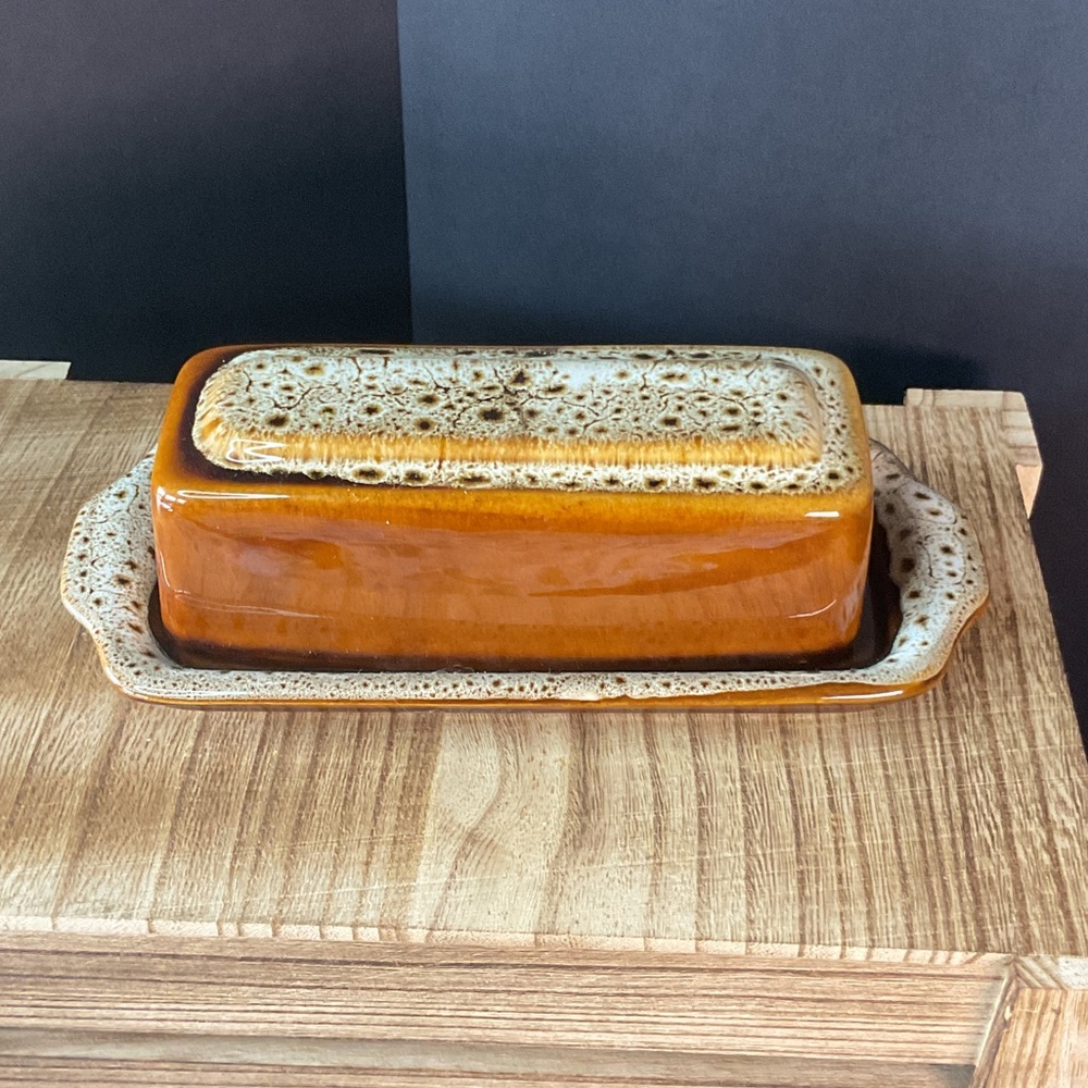 Vintage Hull pottery Brown Drip glazed butter dish